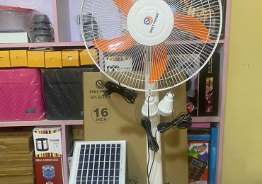 16 inches rechargeable fan with Solar panel and bulbs